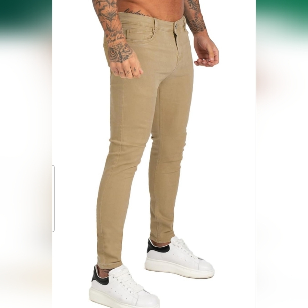 Mens Jeans Skinny Stretch Premium High Rise Colored Jeans Expandable Waist 30